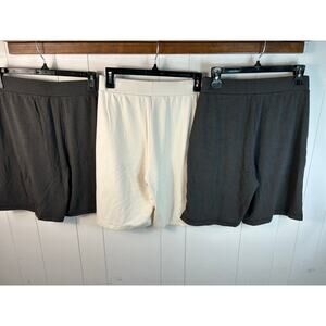 Cozy Earth Women's Set of 3 Brushed Bamboo Shorts in Gray and White. Size S